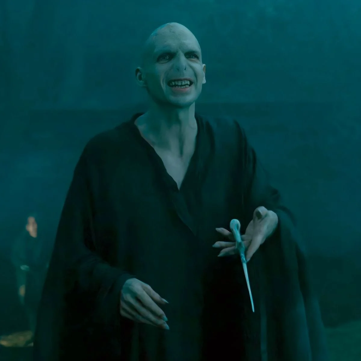 Lord Voldemort holding his wand